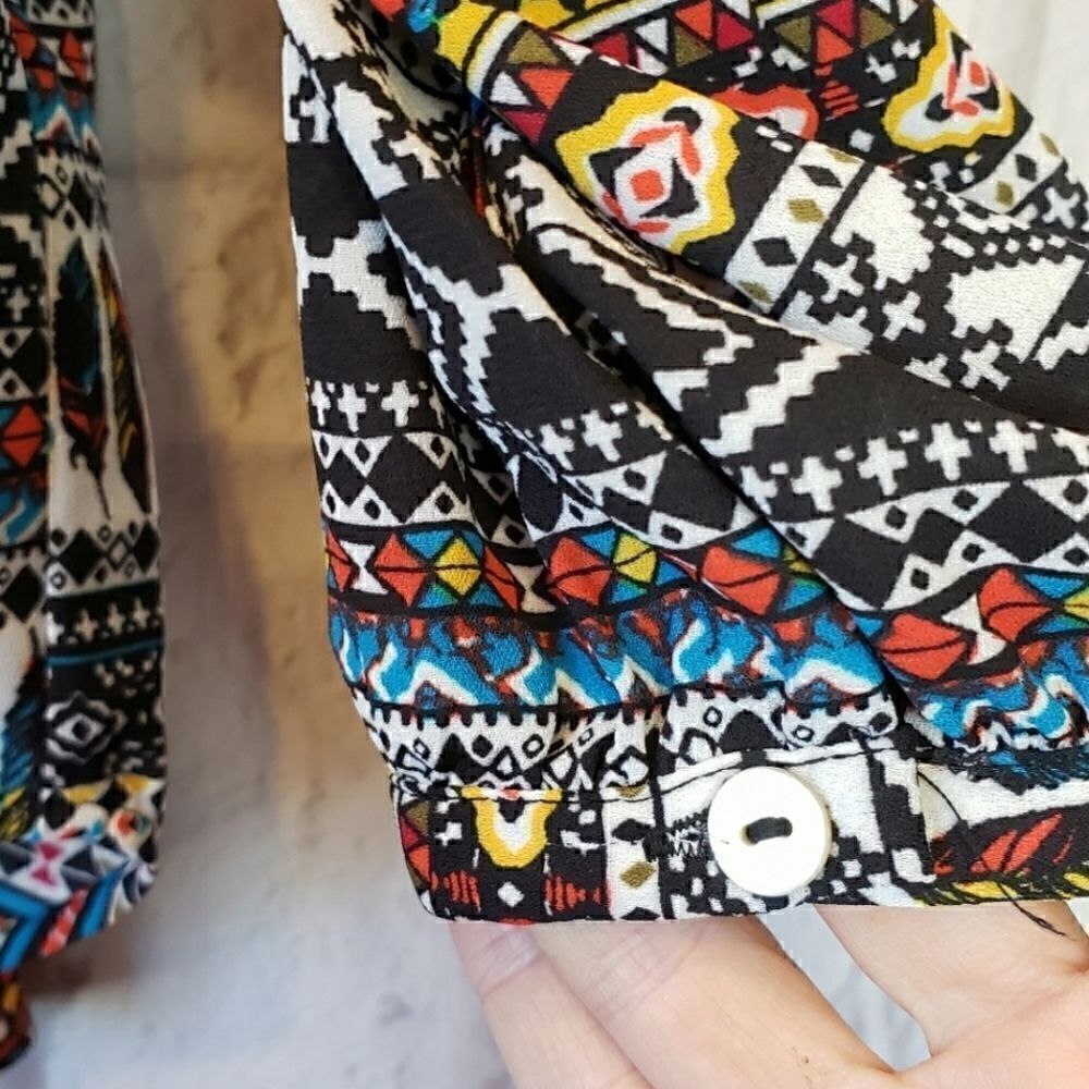 RUFF HEWN L/S Flowy Colorful Boho Top - Picture 10 of 10